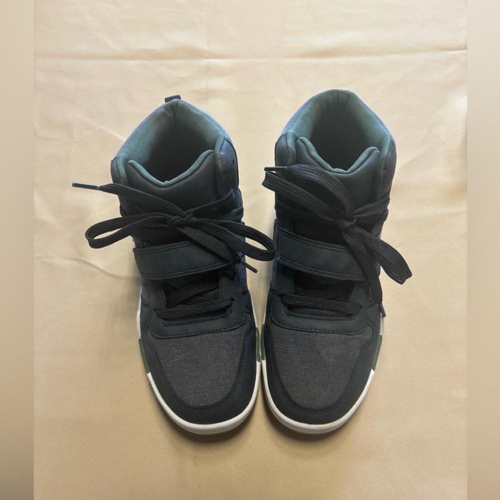 Wonder Nation Boys Fashion High Top Sneakers Blue Gray‎ Laced Memory Foam